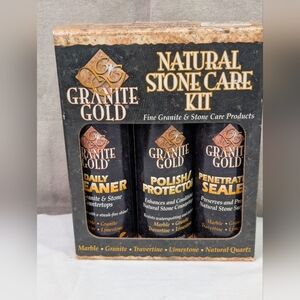 New Granite Gold Natural Stone Care Kit 3 pcs marble travertine limestone quartz